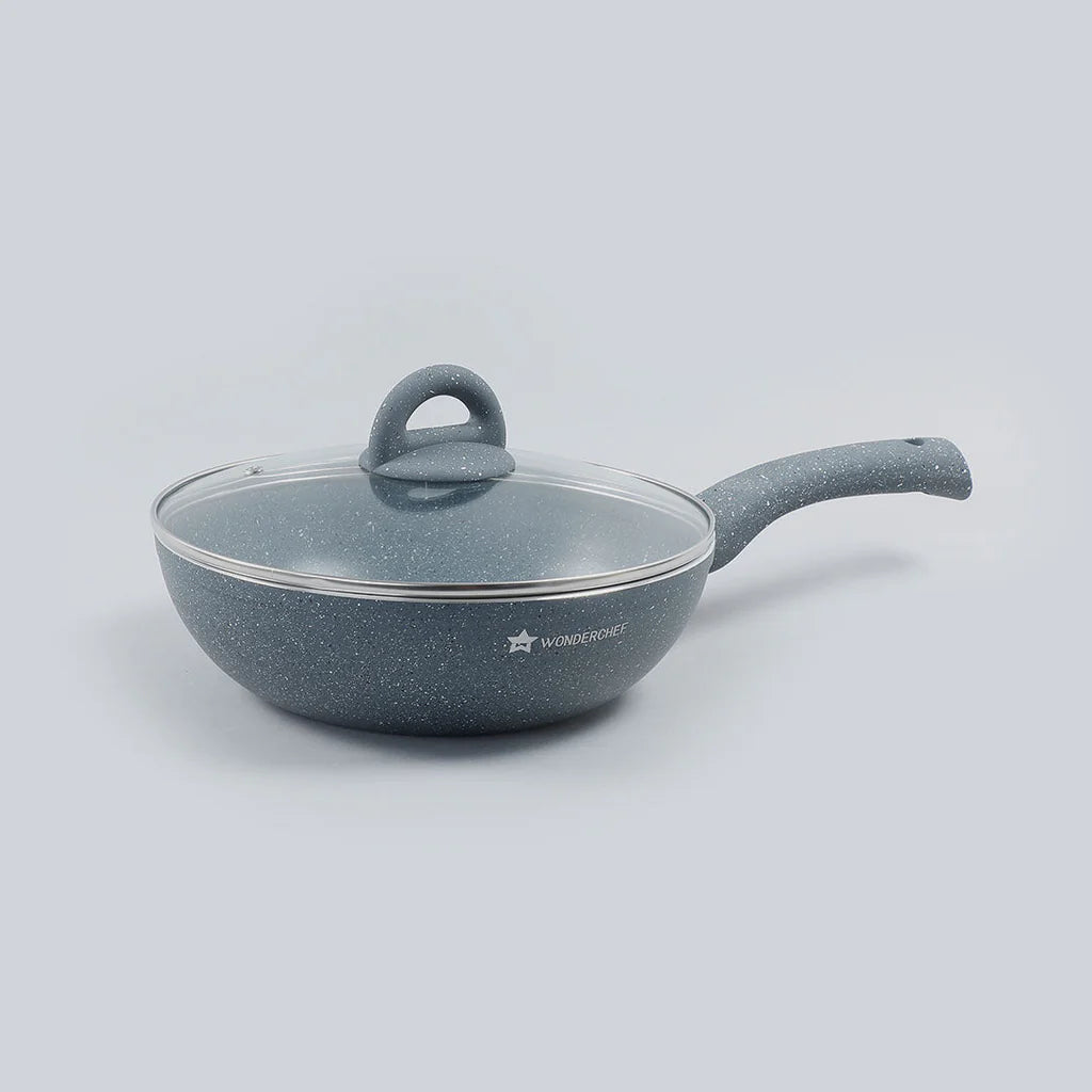 WONDERCHEF  GRANITE 24CM WOK WITH LID GREY